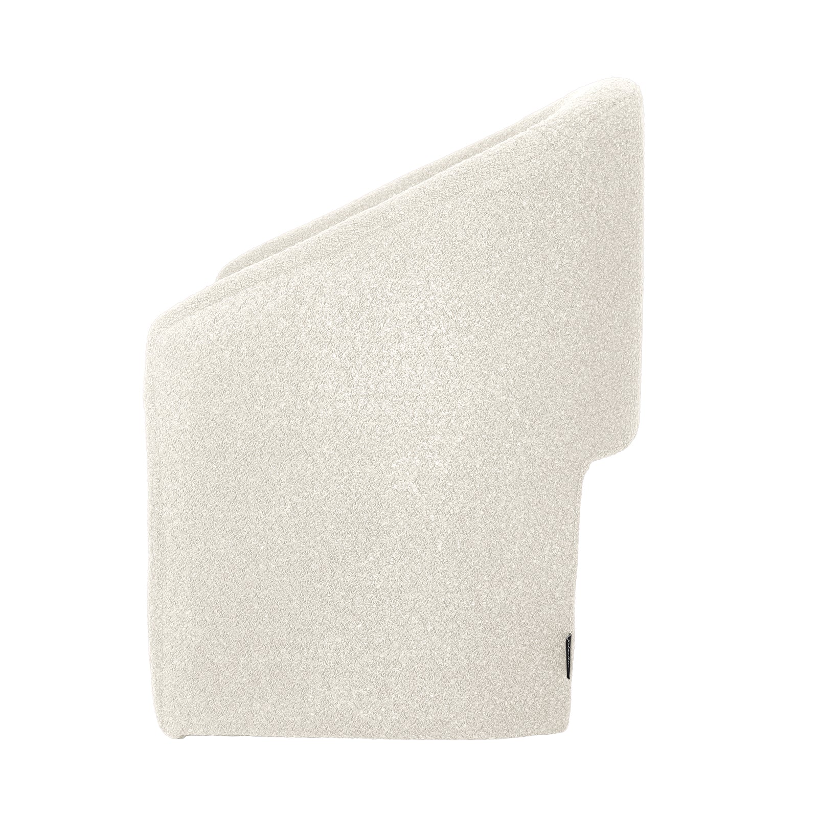 Nuve Bouclé Upholstered Accent Armchair in Cream White, featuring a high backrest and block-style form, upholstered entirely in textured bouclé fabric, showcasing a modern, compact design with no exposed legs.