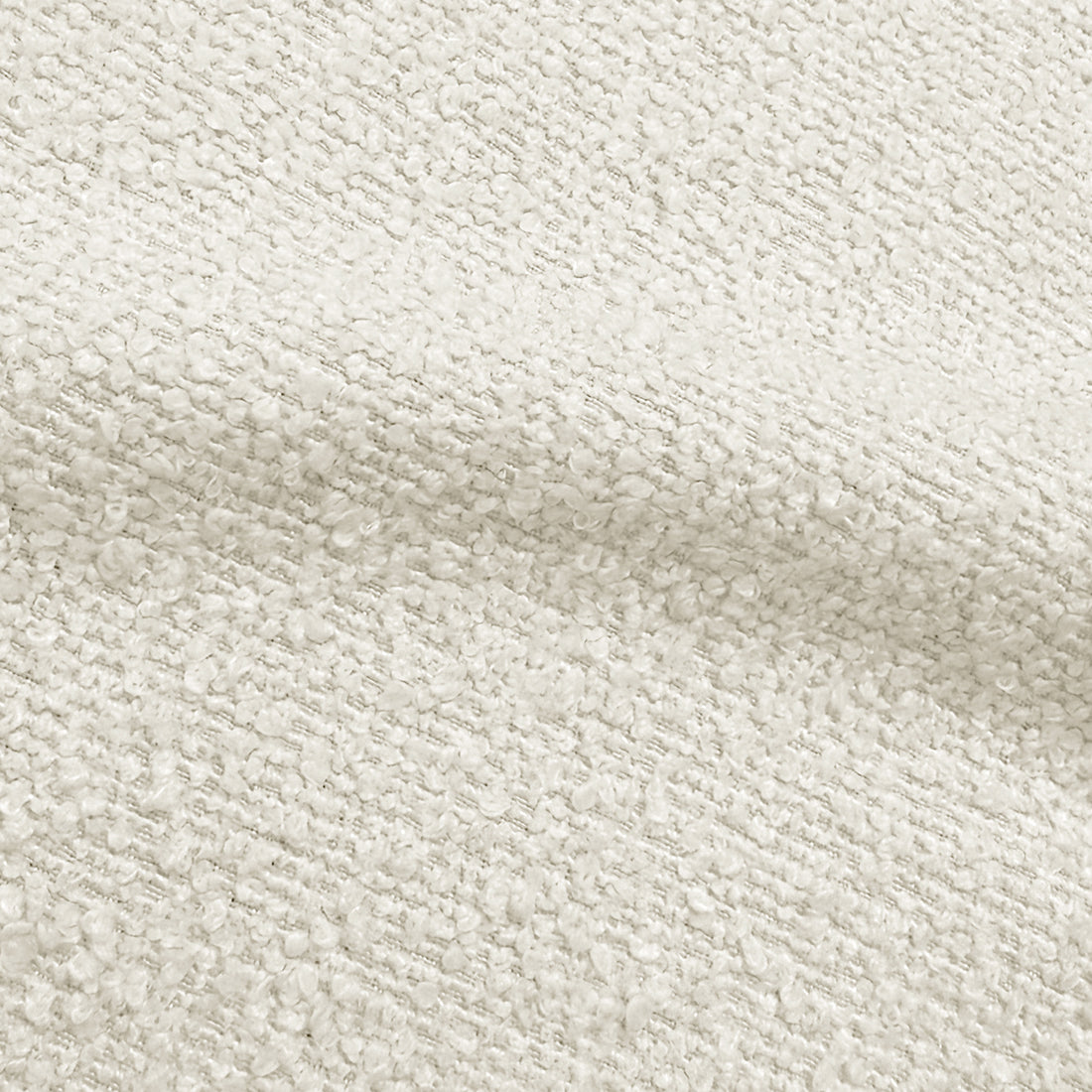 Close-up of off-white boucle fabric texture