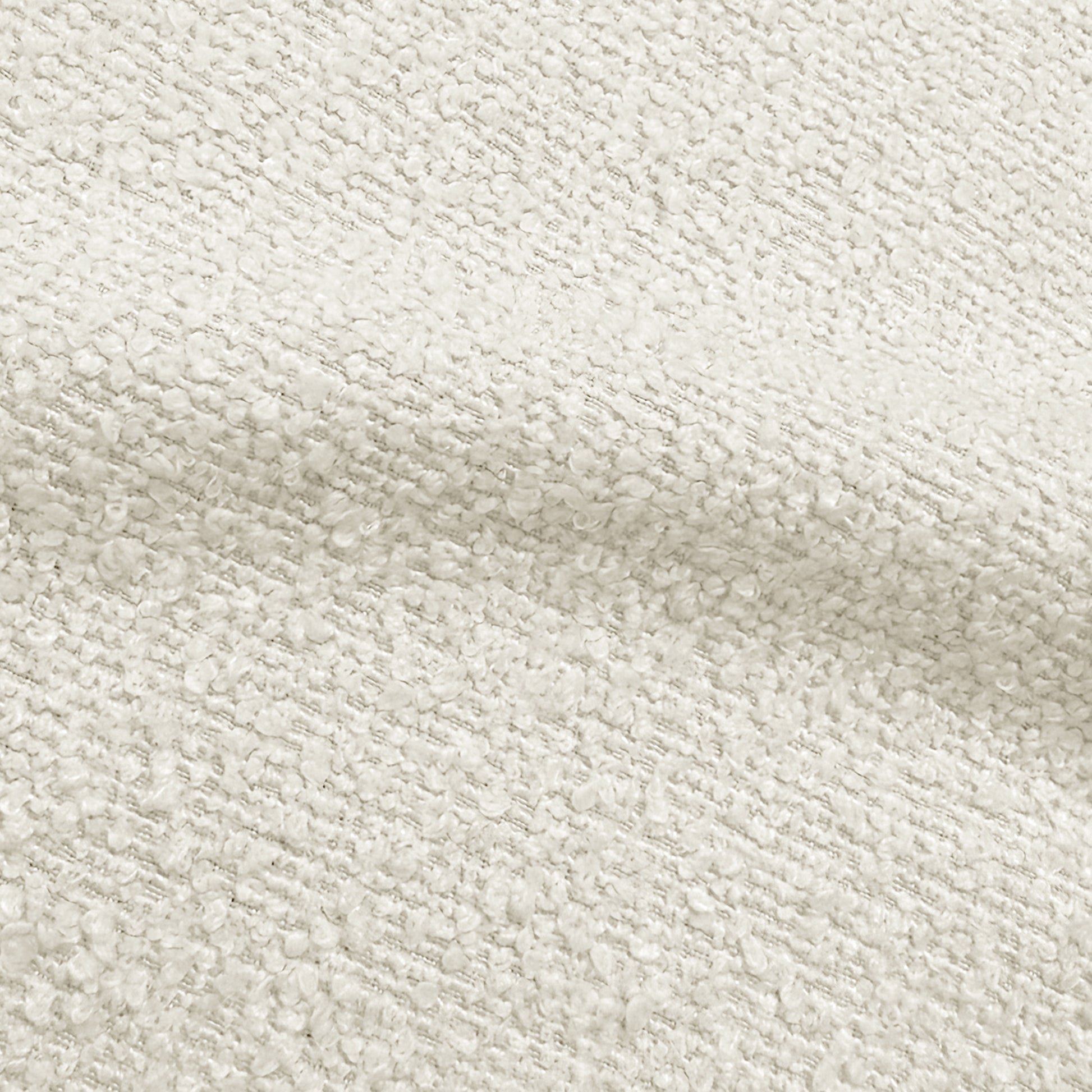 Close-up of off-white boucle fabric texture