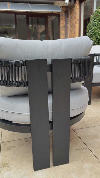 Sorrelle 5-Seater Curved Outdoor Sofa Set in Black