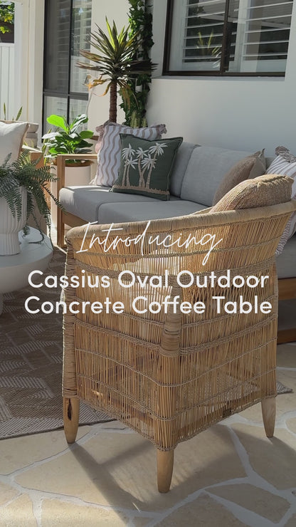Cassius Oval Outdoor Concrete Coffee Table in White