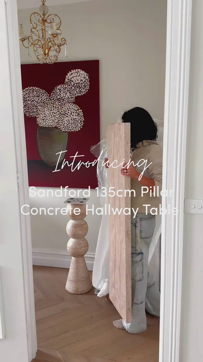 Sandford 135cm Pillar Concrete Hallway Table in Travertine