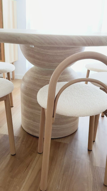 Gilles Boucle Arched Dining Chairs Set of 2  in Cream White