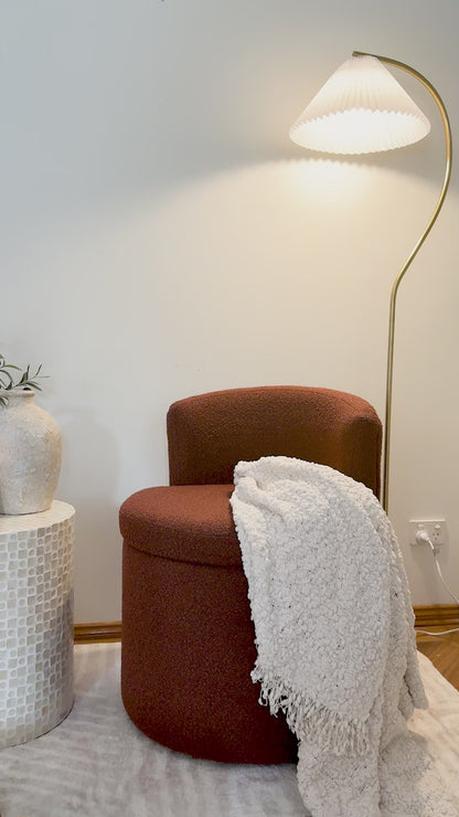 Sorra Boucle Swivel Storage Accent Chair in Rust Brown