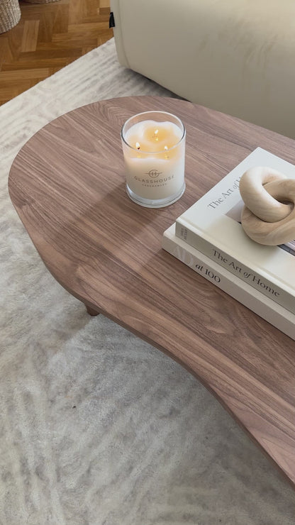 Nicole 120cm Coffee Table with Organic Curve in Walnut