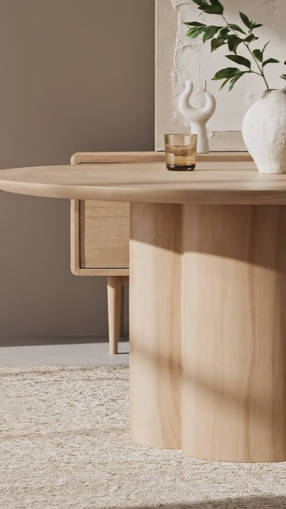 Cece 120cm Round Dining Table in Oak