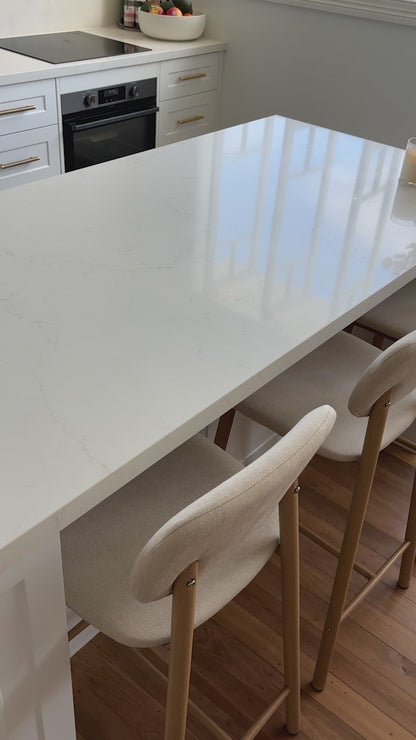 Afrim Boucle High Back Bar Stool Set of 2 in Cream White