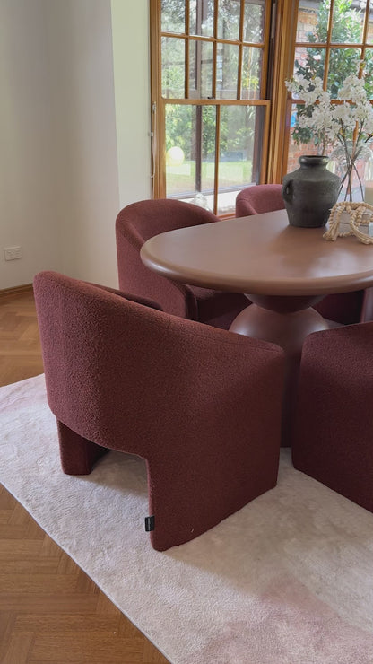 Nuve Bouclé Upholstered Accent Armchair in Rust Brown