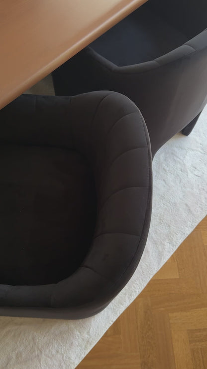 Liora Velvet Curved Accent Armchair in Black