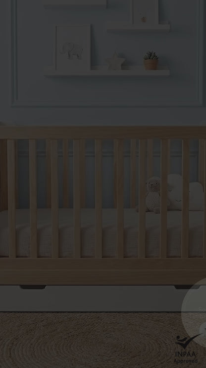 Hushly Baby Cot with Storage Drawer in Natural