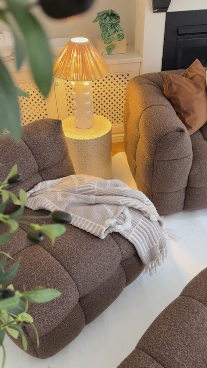 Norah 5 Seater Boucle Sofa Set With Ottoman in Chocolate Brown