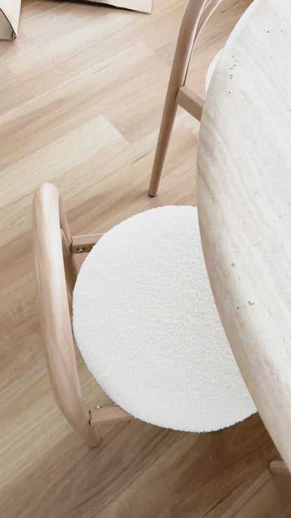 Gilles Boucle Arched Dining Chairs Set of 2  in Cream White