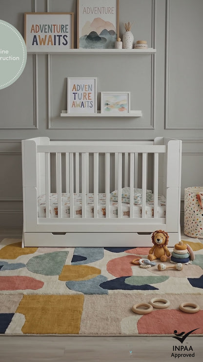 Hushly Baby Cot with Storage Drawer in White
