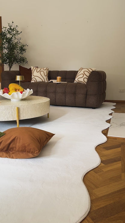 Pixie 300x400cm Large Wavy Soft Rug in Cream White