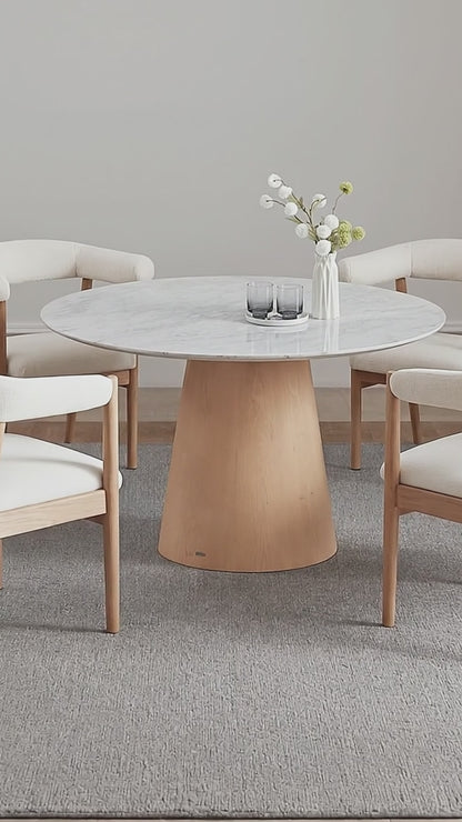 Dina 120cm Round Dining Table in Real Carrara Marble