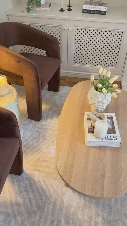 Mariah 3 Legged Velvet Accent Chair in Mocha Mousse