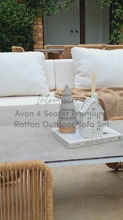 Avon 4 Seater Premium Rattan Outdoor Sofa Set in Cream White