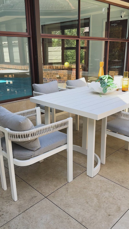 Tavari 208cm 6-Seater Curved Outdoor Dining Set in Light Grey