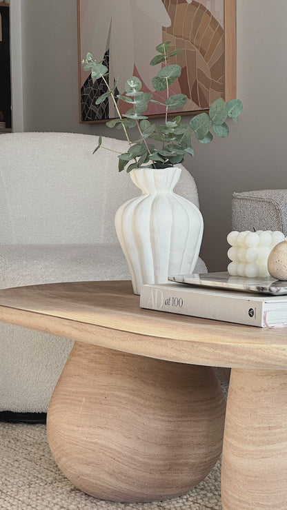 Mason 100cm Pillar Concrete Coffee Table in Beige