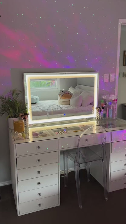 Adeline LED Mirror Storage Dressing Table in White