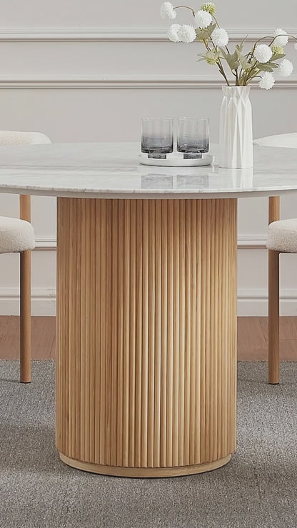 Gracie 120cm Round Dining Table in Real Carrara Marble