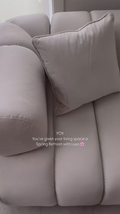 Samira 6 Seater Velvet Sofa Set in Cream