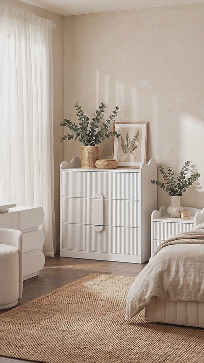 Caden Fluted Chest of Drawers in White