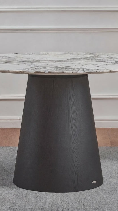 Dina 120cm Round Marble Dining Table in Real Blue Galaxy Black