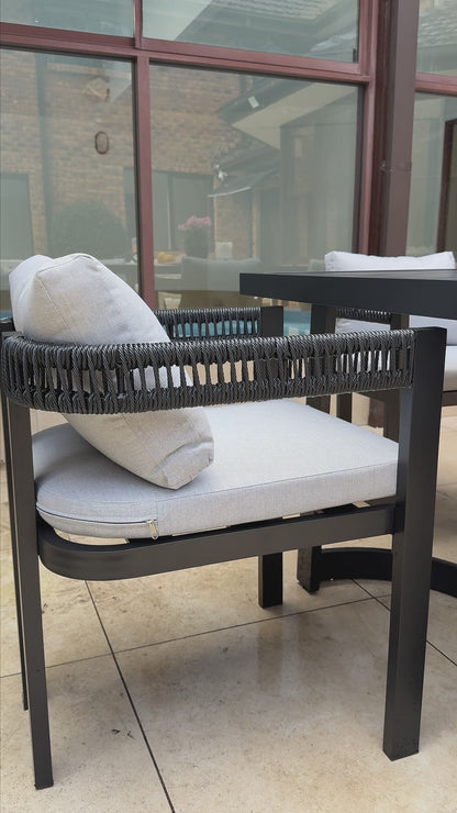 Tavari 208cm 6-Seater Curved Outdoor Dining Set in Black