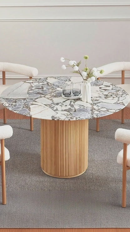 Gracie 120cm Round Dining Table with Real Blue Galaxy Marble