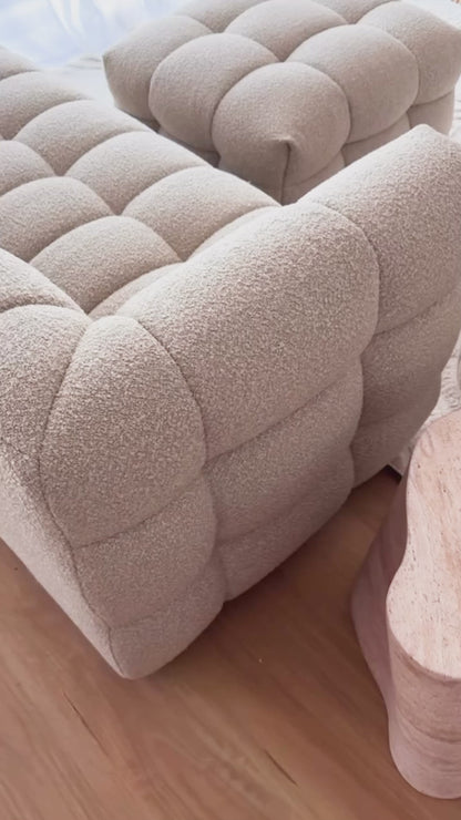 Norah 5 Seater Boucle Sofa Set With Ottoman in Warm Beige