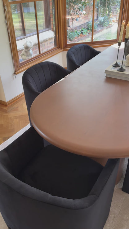 Liora Velvet Curved Accent Armchair in Black