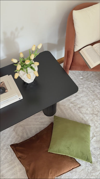 Joyce 120cm Coffee Table with Round Fluted Legs in Black