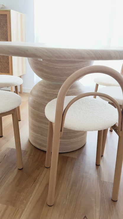 Gilles Boucle Arched Dining Chairs Set of 2  in Cream White