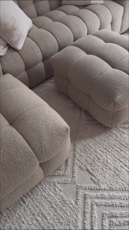 Norah 5-Seater Boucle Sofa Set with Armless Chairs in Warm Beige