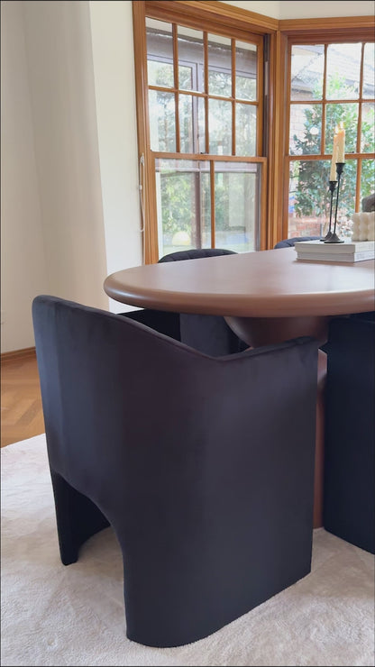 Liora Velvet Curved Accent Armchair in Black