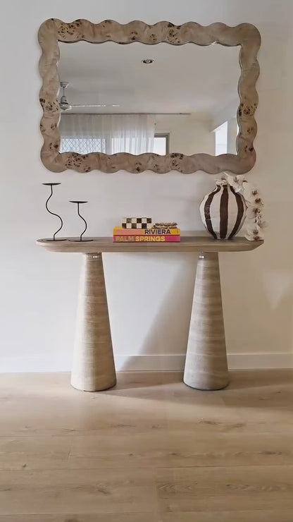 Rockwell Textured Concrete Hallway Console Table in Beige