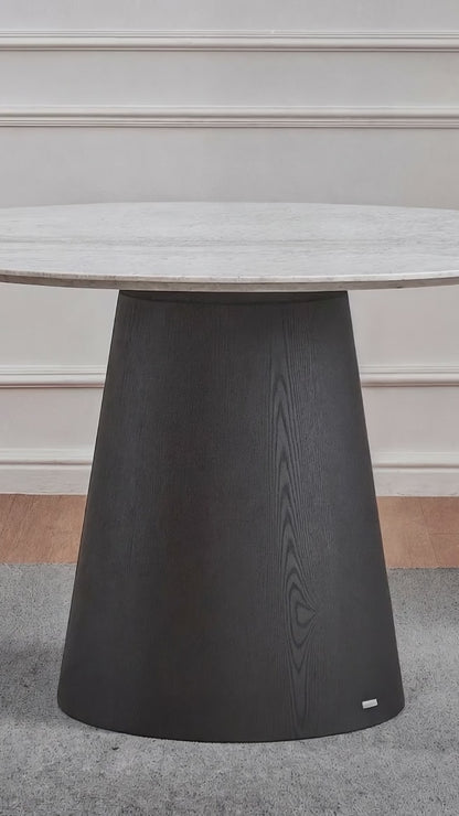 Dina 120cm Round Marble Dining Table in Real Carrara Black