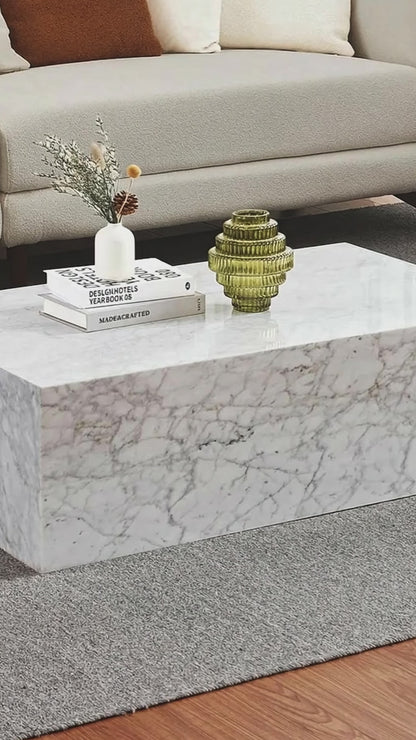 Solene 100cm Coffee Table in Real Carrara Marble