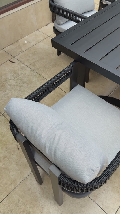 Tavari 208cm 6-Seater Curved Outdoor Dining Set in Black