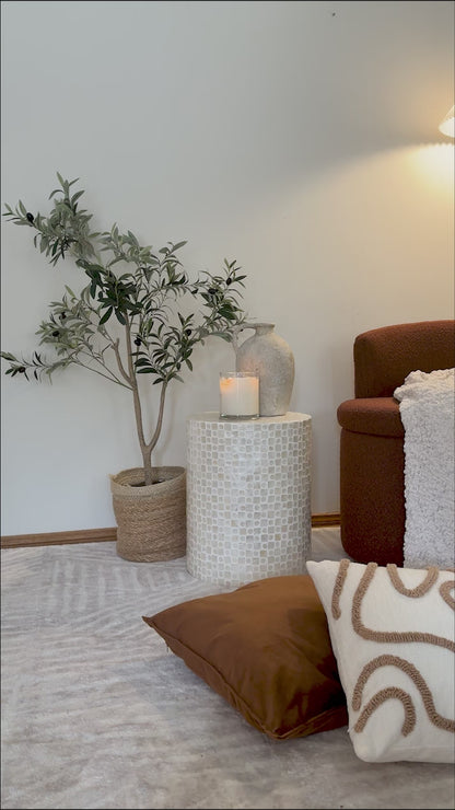 Sorra Boucle Swivel Storage Accent Chair in Rust Brown