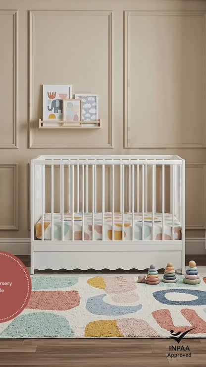 Cherish Natural Pine Wood Cot with Storage Drawer White