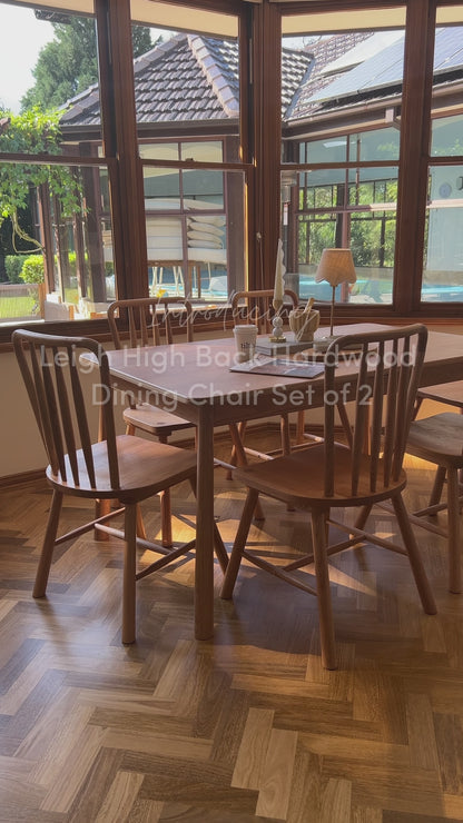 Leigh High Back Hardwood Dining Chair Set of 2 in Natural