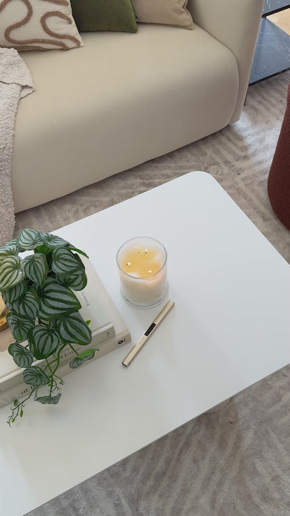 Joyce 120cm Coffee Table with Round Fluted Legs in White