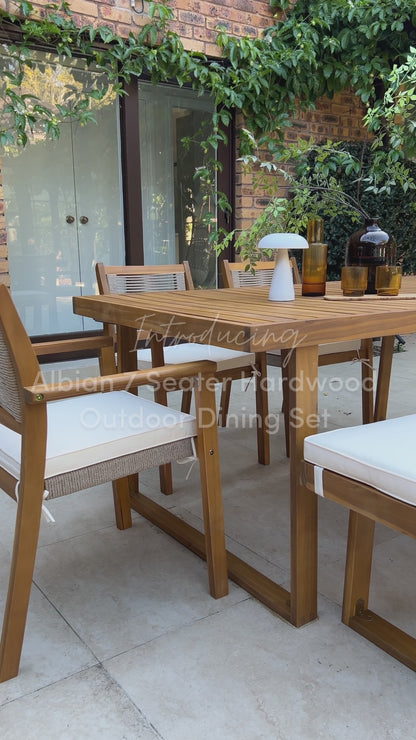 Albian 7 Seater Hardwood Outdoor Dining Set in Beige
