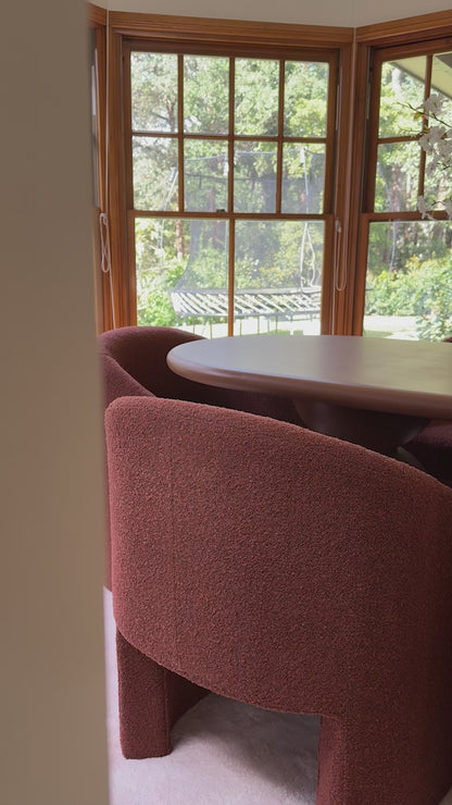 Nuve Bouclé Upholstered Accent Armchair in Rust Brown