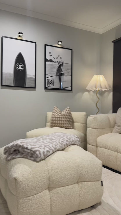 Norah 5 Seater Boucle Sofa Set with Ottoman in Cream White