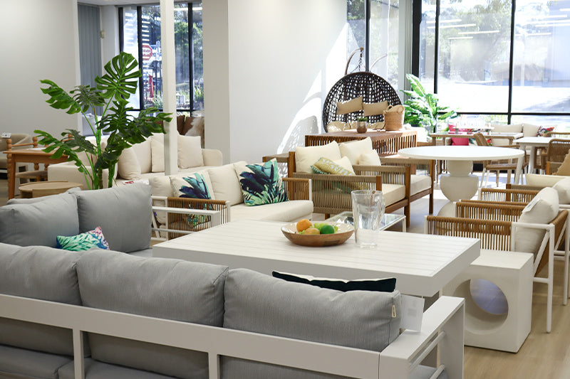 Luxo Living outdoor furniture range on display in showroom at Wetherill Park NSW