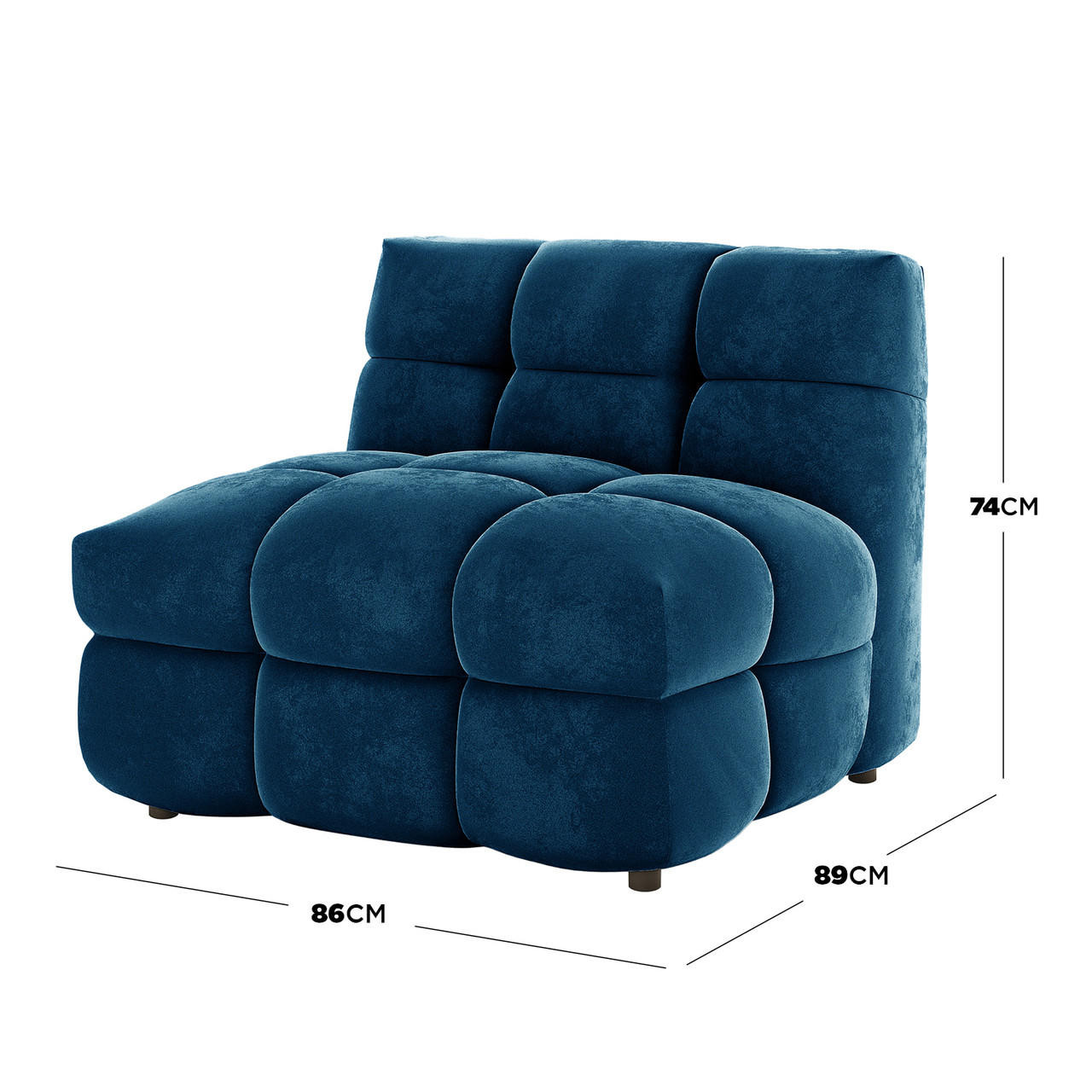 Norah Velvet Single Seater Sofa - Blue