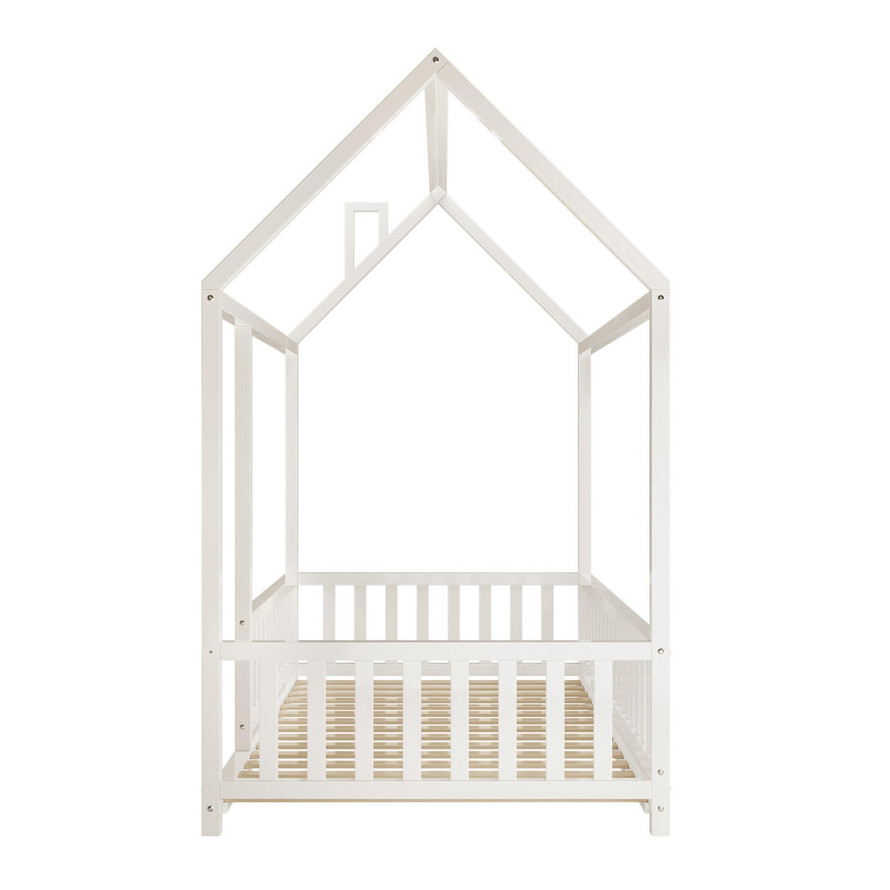 Jesse Kids Solid Pine Timber Single House Bed - White